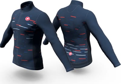 Castelli Fietsshirt lange mouwen Heren Blauw - THERMAL LONG-SLEEVE JERSEY FZ SAVILE BLUE-S