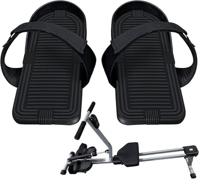 Roeimachine Pedalen - Voetsteunen Trainer - Thuis Fitness - Verstelbare Riemen - 14 mm Diameter - Zwart