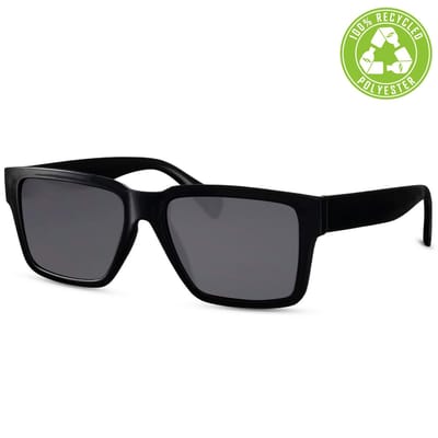 Eco-Line - Hip-Hop - Zonnebril - WHS-6302 - Unisex - Recycled Polyester - Mat Zwart - Mat Zwart - 100% UV400 - Cat.3 - Incl: Etui & Poetsdoekje