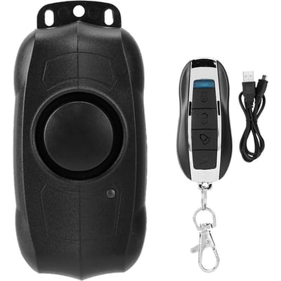 Vélo Moto Télécommande Sans Fil Charge USB Alarme de Sécurité à Vibration Alerte Anti-Vol black