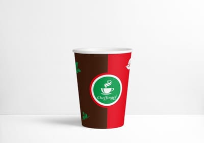 Cheffinger Kartonnen Koffiebeker - 200ml - Rood/Bruin - 250 Stuks