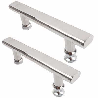 Deurgreep - 2 stuks - Deurklink - Douchedeurgreep - RVS - Glazen Schuifdeur Knop - Badkamerdeurknoppen - Platte vorm - Doucheruimte accessoires - Voor glazen douchedeur - 145 mm gat tot gat - Zilver