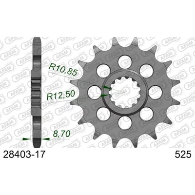 Stalen motortandwiel voor Afam 525 17 dents