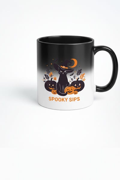 Halloween Magische Mok - Spooky Sips Zwarte Kat Halloween Koffiemok