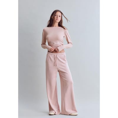 Stradivarius Polyamide T-shirt met lange mouwen en plooitjes  Pastelroze XS