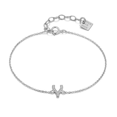 Twice As Nice Armband in zilver, V-vorm met zirkonia Zilverkleurig 16cm+3cm