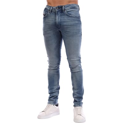 Diesel Heren Gewassen Denim 5 Pocket Rechte Jeans (Blauwe Denim)