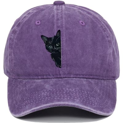 Retro Leuke Zwart Kat Print Baseballpet voor Mannen en Vrouwen Zonbescherming en Schaduw Eendensnavel Pet voor Buitengebruik (PURPLE,Adjustable) blue