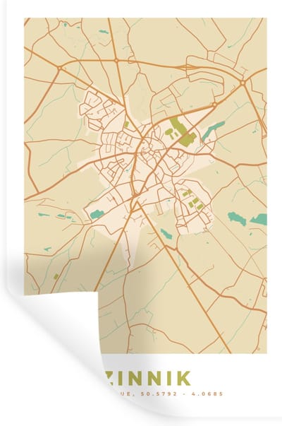 Muurstickers - Sticker Folie - Kaart - Stadskaart - België - Zinnik - Plattegrond - 20x30 cm - Plakfolie - Muurstickers Kinderkamer - Zelfklevend Behang - Zelfklevend behangpapier - Stickerfolie