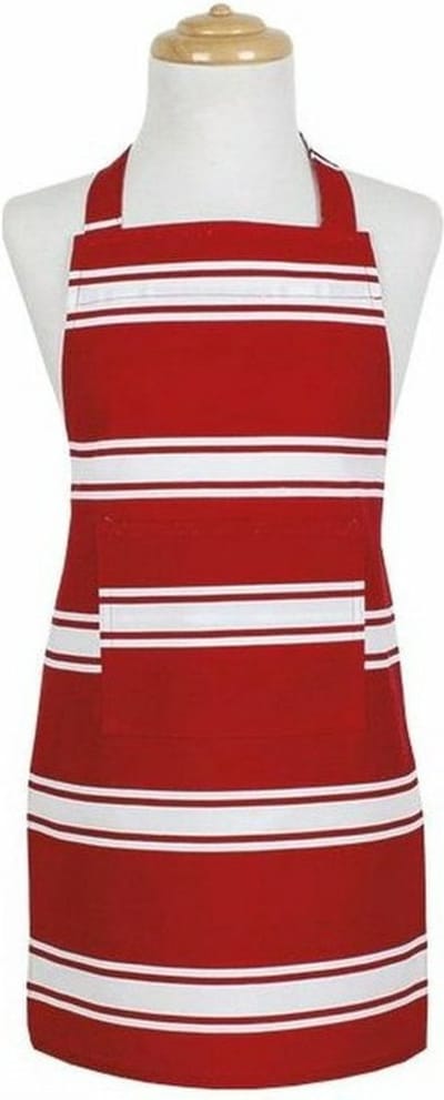 Benza Schort Keukenschort met streep voor kinderen - Rood - 40 x 60 cm