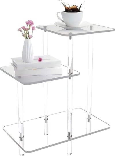 Acryl bijzettafel - Drielaags tafeltje - Opbergen en decoreren - Veelzijdige ruimtebenutting - 43x25x58cm - Transparant