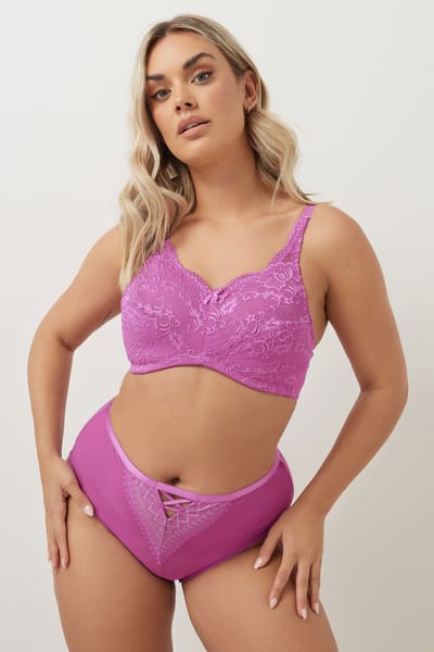 Yours Nietvoorgevormde Bh Met Bloemenkant In Roze Size 85B