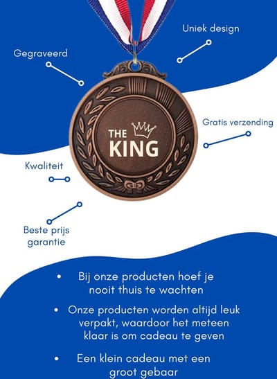 Akyol - de koning medaille bronskleuring - Koning - familie vrienden - cadeau