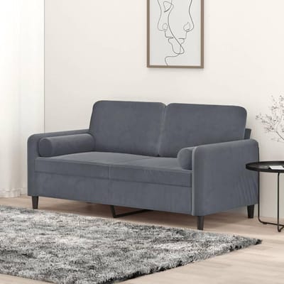 Tweezitsbank - Zitbank bankstel - Ontspannen Zitten - Zacht fluweel - 140 cm - Donkergrijs