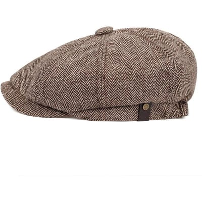 Retro Newsboy Petten Heren Achthoekige Petten Britse Schilderspetten Herfst Winter Baretten Visgraat Platte Petten Hip Hop Baretten Petten gray
