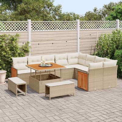 vidaXL - Tuinbank - Set - 13 - st - 11-Aantal - zitplaatsen - Beige - en - Crème