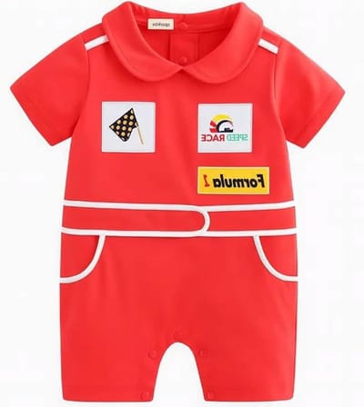 Baby Romper - Baby Onesie - Feestkleding - Autocoureur Design - 6-24 maanden - Rood
