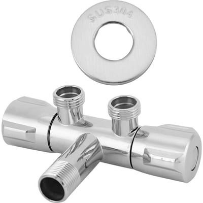 Koperen Dubbel Schakelaar Stopcontact Hoekventiel Toilet Bidet Douchekraan Badkameraccessoires G1/2 white
