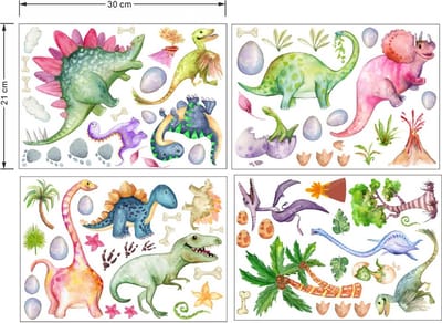 Glow In The Dark Dino / Dinosaurus / Dino's / Dinosaurus / Dinosaurussen kinderkamer decoratie lichtknop nachtlampje muur sticker 21×30CM*4