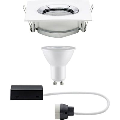 LED-inbouwlamp Nova Plus Enkele lamp zwenkbaar IP65 hoekig 93x93 mm 30° GU10 7W 460lm 230V dimbaar 2700K Wit mat, Chroom