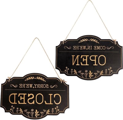 Allecta - Open Gesloten Bord 30x20cm voor Bedrijven Dubbelzijdig Houten Bord met Touw om op te Hangen