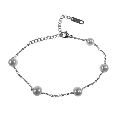 Tijdloze Parelarmband van Roestvrij Staal, Armband Dames - Verstelbaar 15-19 cm