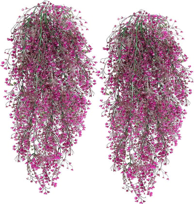Crrynuo - Kunstplant - Kunst Hangplant - Rood - Kunst Hangplanten - 80Cm - 4 Stuks - Binnen-Buiten Decoratie - Waterbestendig