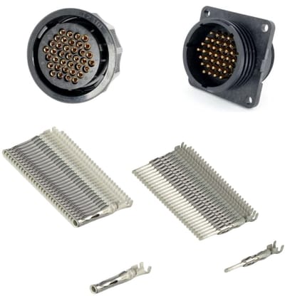 Kalitec KALI-2637B TT ronde connector (sockettype) set, 37-pins met wandcontactdoos (stekkertype), TT93 pin- en contactpunten | IP44 / IP65 | PPO met GF | Zwarte kabelconnector | 13A, 250V
