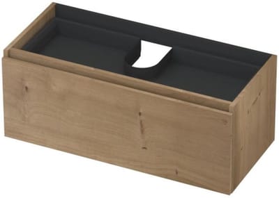 INK - Onderkast 1L met Binnenlade Greeploos Houten Keerlijst Fineer - 1000x450x400 Mm - Ash Grey Fineer