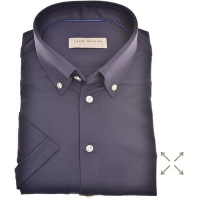John Miller Overhemd Hyperstretch Slim-Fit Short Sleeve Navy / male