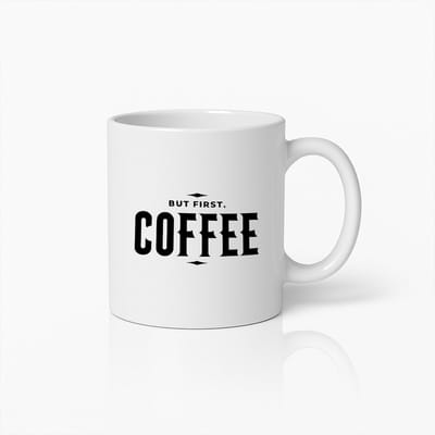 330ml Minimalistische "Maar Eerst Koffie" Mok – Klassieke Witte Keramische Koffiekop voor Koffieliefhebbers