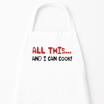 Keukenschort "All this and I can cook!" | Grappig Cadeau | Wit Kookschort | Origineel Kerstcadeau | Kookliefhebber