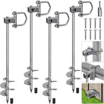 Grondankers - Stormharingen Spiraal - Stabiel Bevestigen - Extra Lange Spiraal - 74cm Lengte - Zilverkleurig