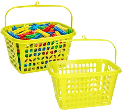 Plasticforte Knijpermandje - 2x - lime groen - 20 x 25 cm - kunststof - wasknijpertasje/knijperzak