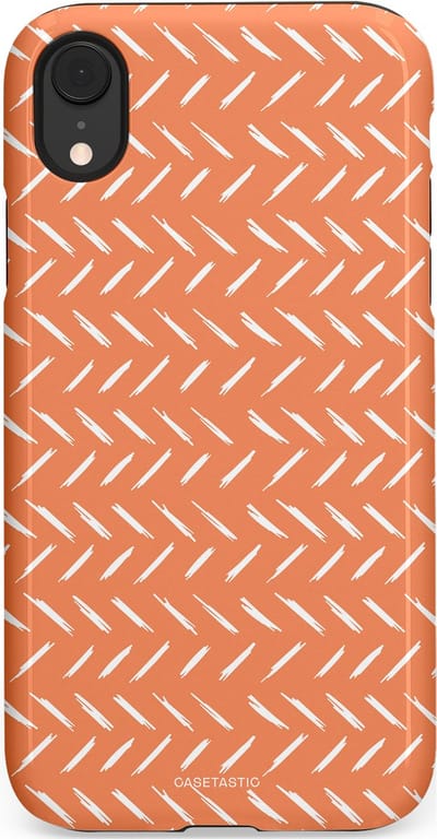 Casetastic hoesje geschikt voor Apple iPhone XR - Dubbellaagse bescherming - Oranje Witte Nederland Cross Patroon - Fashion Case - Terracotta Zand
