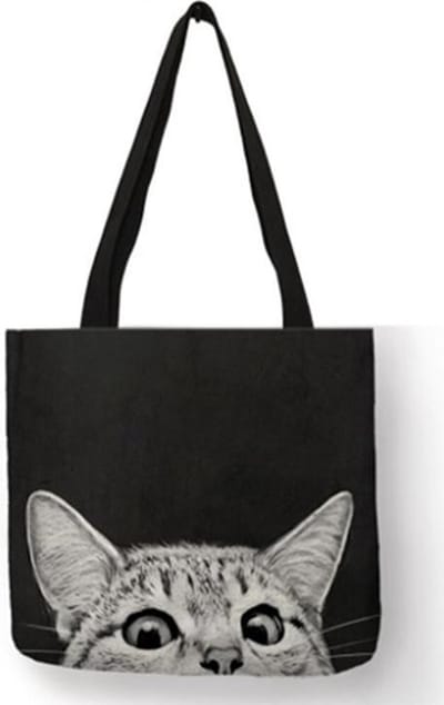 Boodschappentas tas schoudertas stof kat poes 40 x 40 cm shopping bag