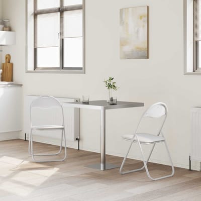 vidaXL - Inklapbare - stoel - 2 - st - Kunstleer - Wit - 48 - x - 43,5 - x - 81 - cm