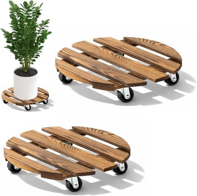 Plantenroller Rond - Bloempot Onderzetter - Planten Verplaatsen - Vergrendelbare Wielen - 40x40 cm