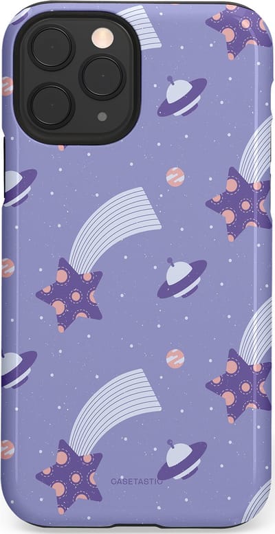 Casetastic Hoesje Geschikt voor Apple iPhone 11 Pro - Stijlvolle Beschermende Duo-layer Case - Sterrenhemel Lila
