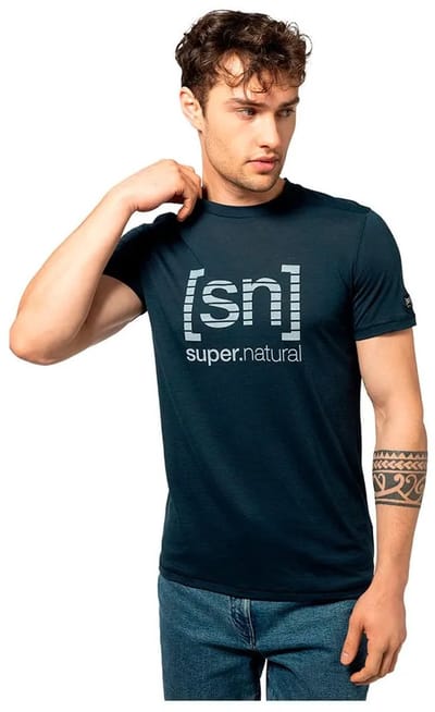 Super.natural Grid Logo T-shirt Met Korte Mouwen Blauw L Man