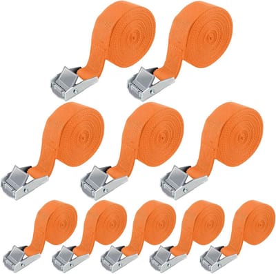 Spanbanden Set - Bevestigingsriemen Sjorbanden - Vracht Zekeren - Sterke Klemsluiting - 25 mm x 4 m - Oranje