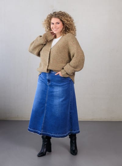 YEST CURVE Ginny Cardigans - Soft Taupe/Melange - maat 2(50)