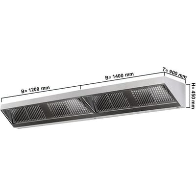 GGM Gastro Wandhaube - 2600mm - mit Filter & Lampe Zilver