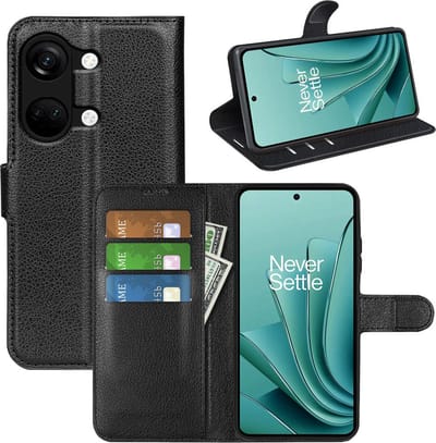 MobyDefend Hoesje - Geschikt voor OnePlus Nord 3 - Kunstleren Wallet Book Case (Sluiting Voorkant) - Zwart