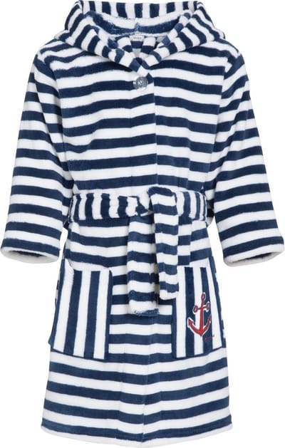 Playshoes - Fleecebadjas voor kinderen - Maritiem - Navy-blauw / wit - maat 86-92cm