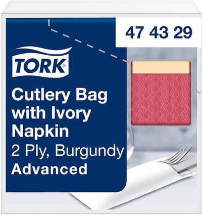 Tork 474329 bestekzakje burgundy met 2-laags cream servet 500 stuks (474329)