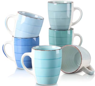 Mizo Mokkenset - 6 stuks - 470ml - Ovaal - Koffiemokken - Melkbeker - Met oor
