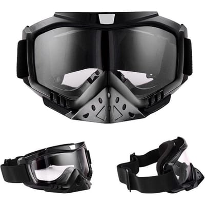 Motocross Ski Goggles Goggle met Neusbeschermer Donkergrijs Zilveren Print Buitengebruik Sport Ski Goggles Windbestendige Goggles
