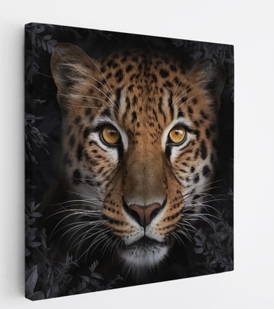 Saammp Canvas Schilderij - Panter - Abstract - Natuur - Dieren - 20x20 - Foto op canvas - Wanddecoratie - Muurdecoratie Woonkamer - Slaapkamer decoratie - Canvas Print
