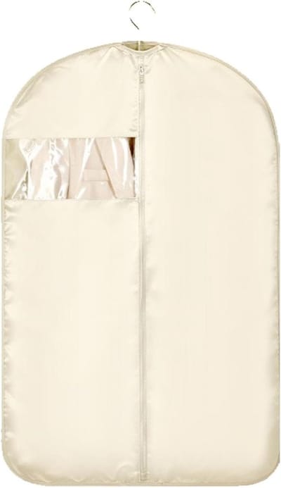 Kledinghoes Satijn - Beschermhoes Kleding - Kleding Opbergen - Transparant Venster - 56 x 130 cm - Beige